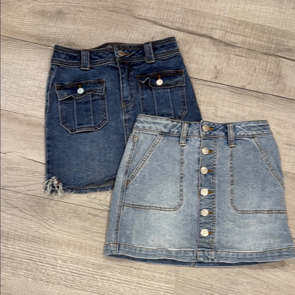 Cat & Jack Dark and Light Blue Denim Mini Skirts